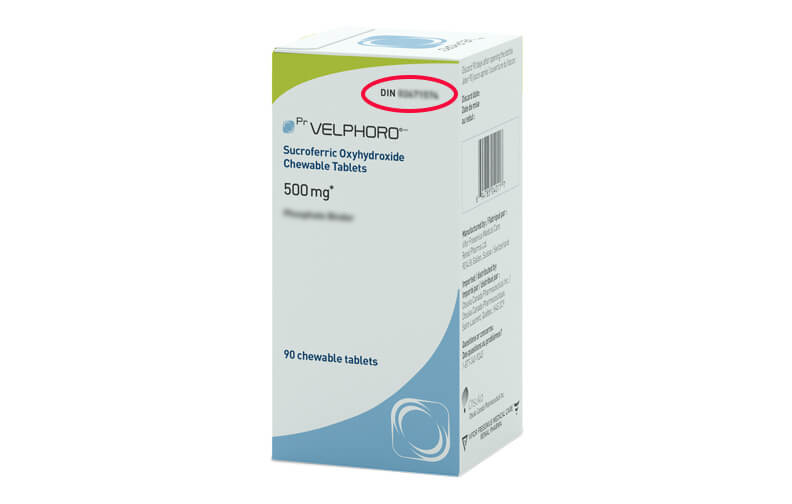 IMAGE OF VELPHORO PACKAGING WITH BLURRED-OUT DIN